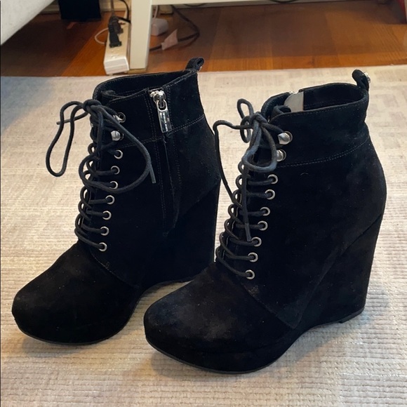 MICHAEL Michael Kors Shoes - MICHAEL Michael Kors Black Suede Wedge Booties
